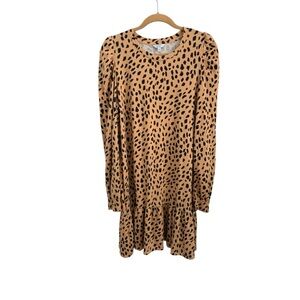 Crown & Ivy Tan and Black Animal Print Dress